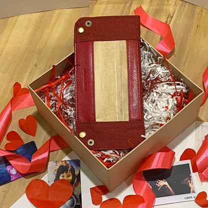 A romantic red multifunctional vegan leather tray and pocket that is perfect for Valentine's Day.