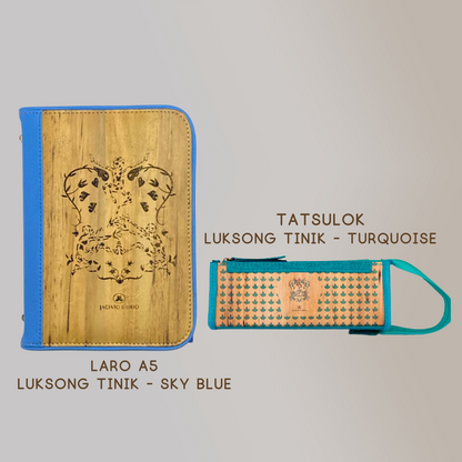 Laro A5 Personalized Traveler’s Journal Wallet and Tatsulok Expandable Rectangular Vegan Leather Pencil Case Bundle
