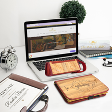 Load image into Gallery viewer, Laro A5 Personalized Traveler’s Journal Wallet and Tatsulok Expandable Rectangular Vegan Leather Pencil Case or Desk Pen Holder with Handle Bundle