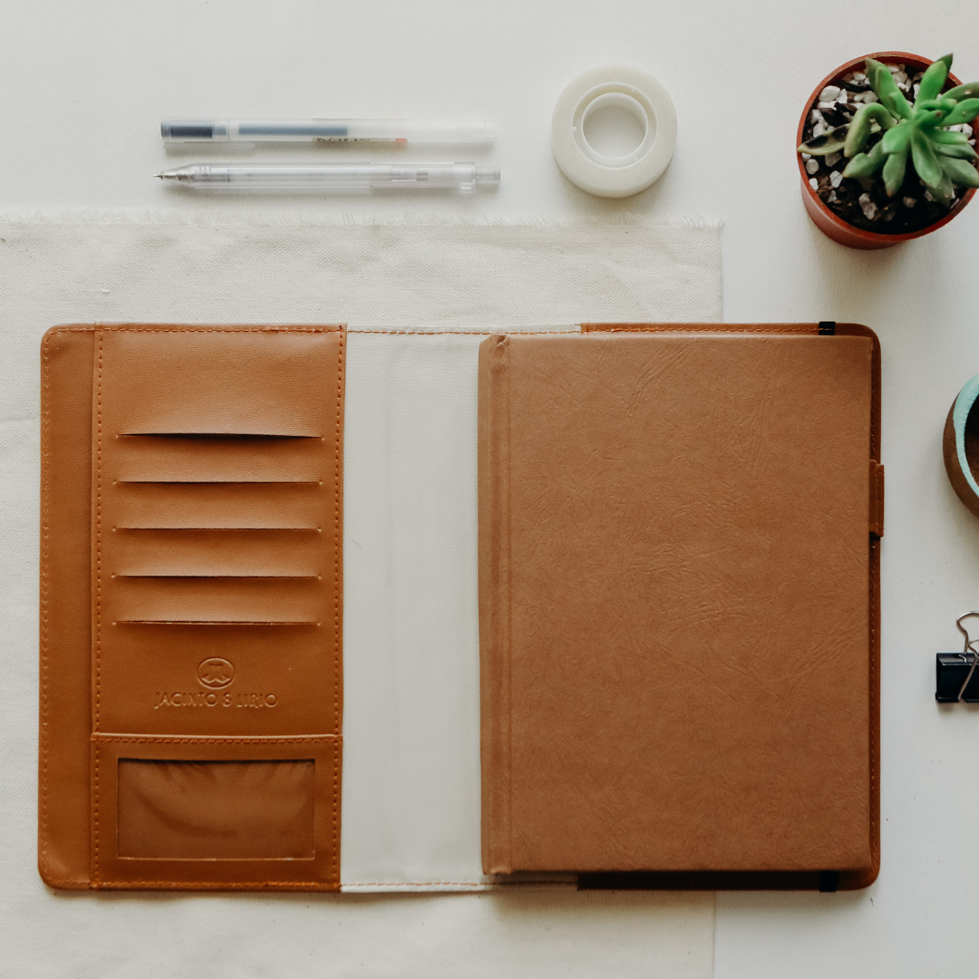 A brown vegan leather journal that is aesthetic.