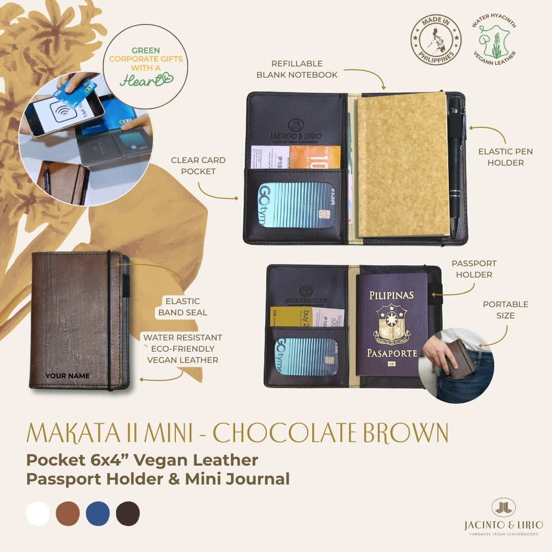 Makata II Mini Pocket 6x4” Vegan Leather Passport Holder & Mini Journal