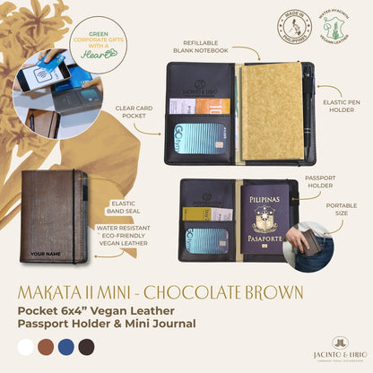 Makata II Mini Pocket 6x4” Vegan Leather Passport Holder & Mini Journal