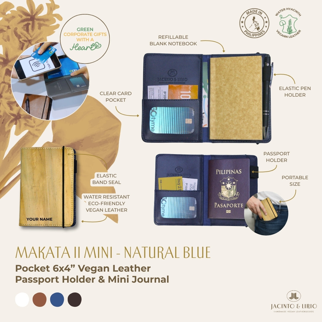 Makata II Mini Pocket 6x4” Vegan Leather Passport Holder & Mini Journal