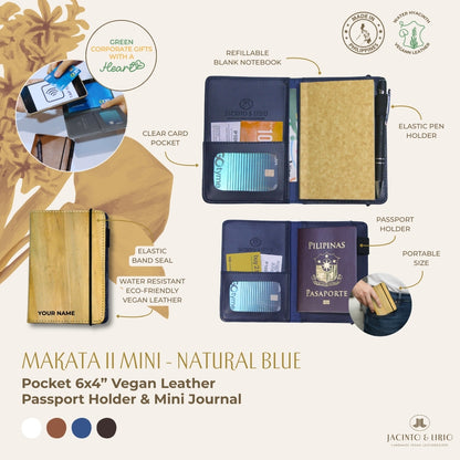 Makata II Mini Pocket 6x4” Vegan Leather Passport Holder & Mini Journal