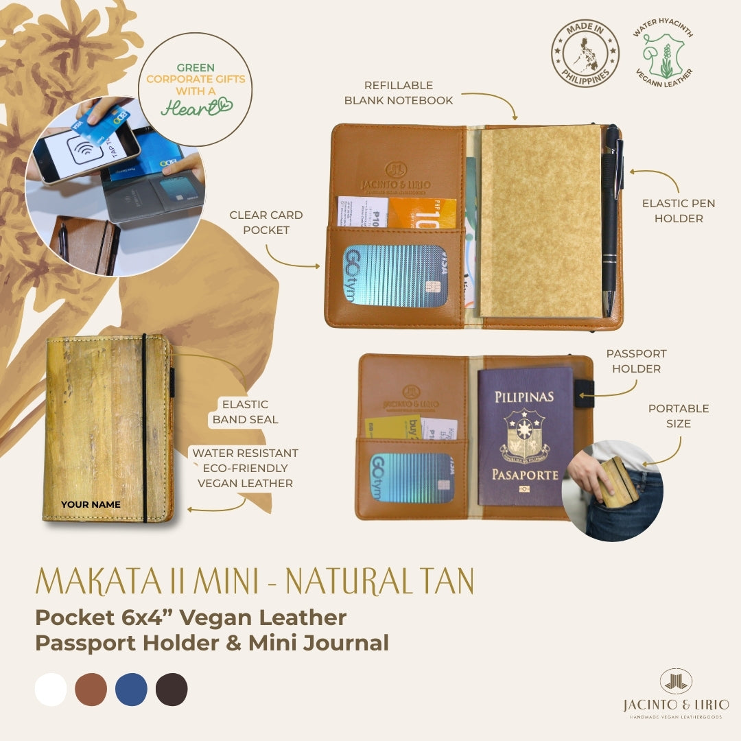 Makata II Mini Pocket 6x4” Vegan Leather Passport Holder & Mini Journal