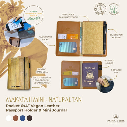 Makata II Mini Pocket 6x4” Vegan Leather Passport Holder & Mini Journal