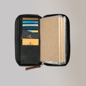 Zippered Refillable Vegan Leather Fiesta Traveler’s Notebook with Dateless Weekly Planner and Dotted Notebook – Standard Size