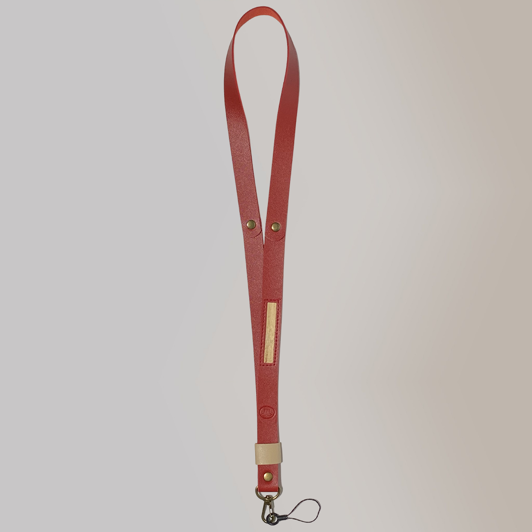 ID Badge Leather Lanyard with Vegan Leather Accents and Anti-Lost Phone Strap