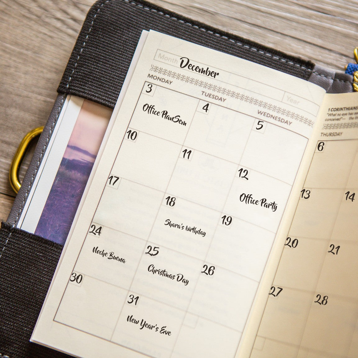 A monthly calendar for the month of December.