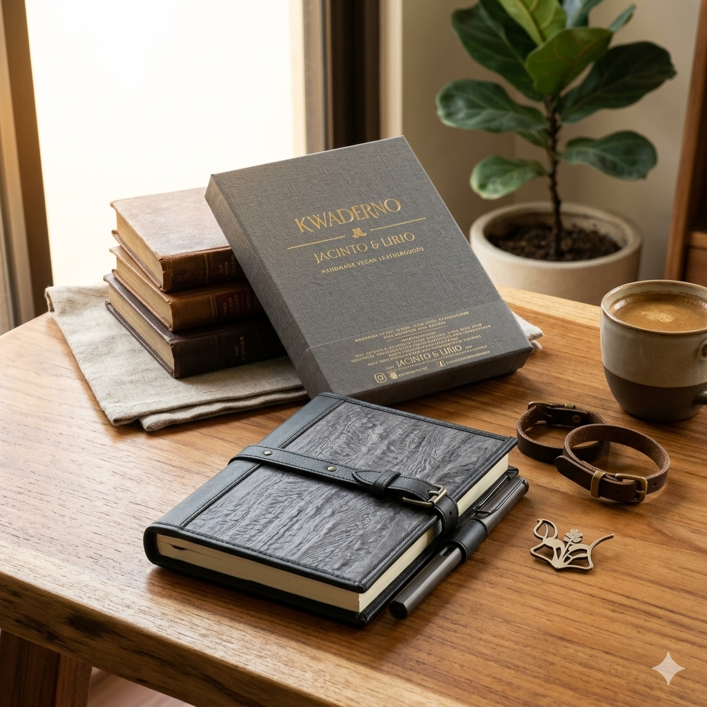 Pacem II Medium Blank Refillable Vegan Leather Journal + 1pc Gift Box Packaging Bundle, Journal, Jacinto & Lirio, Jacinto & Lirio. - Jacinto & Lirio