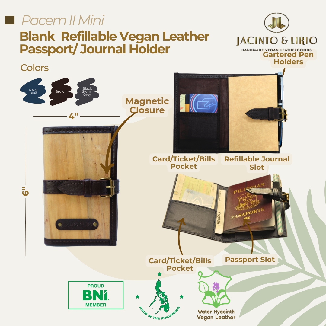 Pacem II Mini Blank Refillable Vegan Leather Journal/Passport Holder