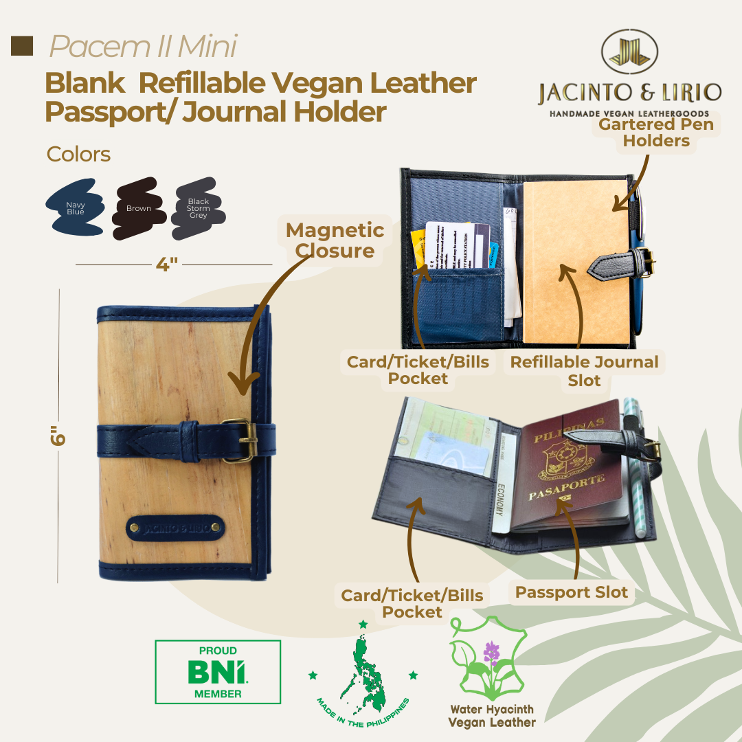 Pacem II Mini Blank Refillable Vegan Leather Journal/Passport Holder