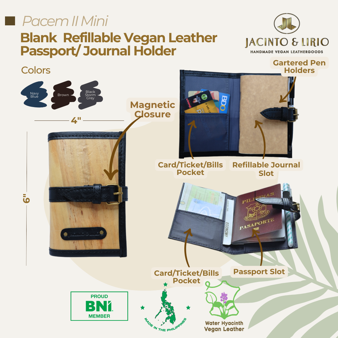 Pacem II Mini Blank Refillable Vegan Leather Journal/Passport Holder