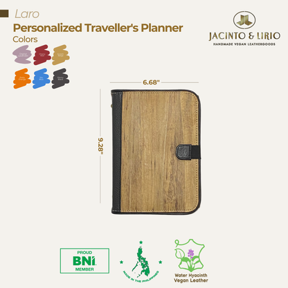 The Laro travel planner featuring a customizable cover for personalization.  