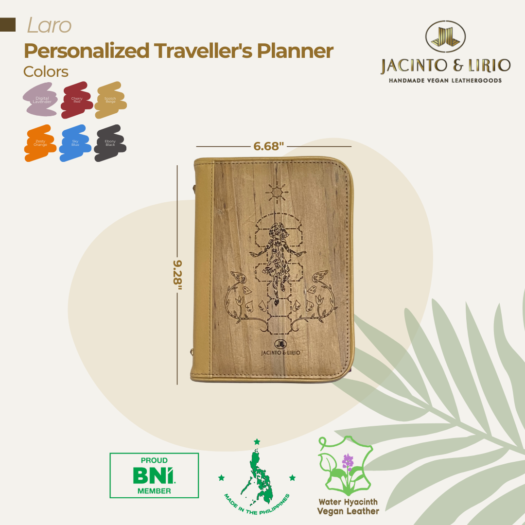 The Laro travel planner featuring a customizable cover for personalization.  