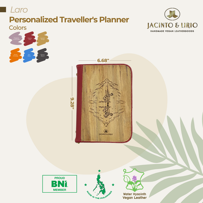 The Laro travel planner featuring a customizable cover for personalization.  