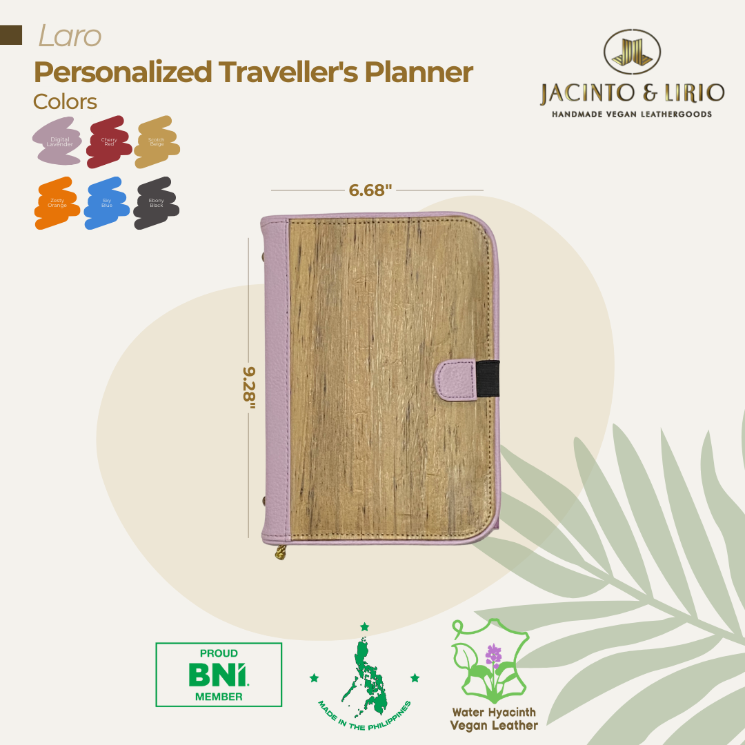 The Laro travel planner featuring a customizable cover for personalization.  