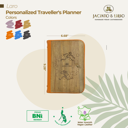 The Laro travel planner featuring a customizable cover for personalization.  