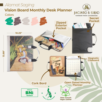 Vision Board Monthly Vegan Leather Desk Planner