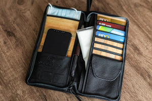 Bucket List Zippered Checkbook Wallet Essentials Purse with Retractable Wristlet - Jacinto & Lirio