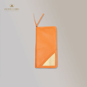 Bucket List Zippered Travel Wallet or Checkbook Wallet Essentials Purse with Retractable Wristlet  (Orange) - Jacinto & Lirio