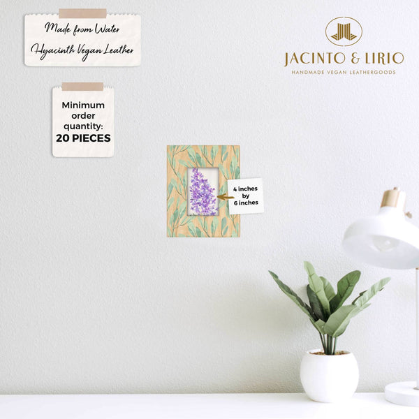 Litrato Water Hyacinth Canvas Wall Art with Wood Built Up and Printed Wooden Picture Frame (Small) - Jacinto & Lirio